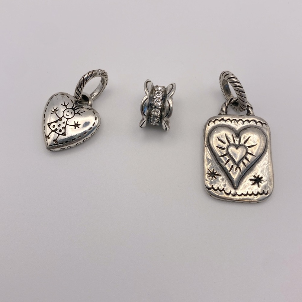 Brighton set of charms Heart Stick figure girl Spacer bead w/cubic zircon